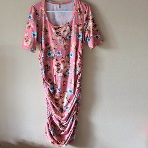 Floral Ruched Maternity Dress